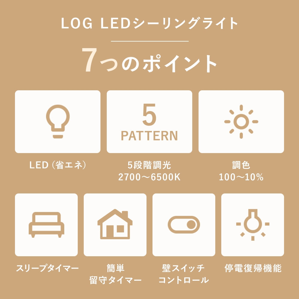 当店オリジナルLOG(ログ) LEDシーリングライト 6畳用・8畳用・12畳用