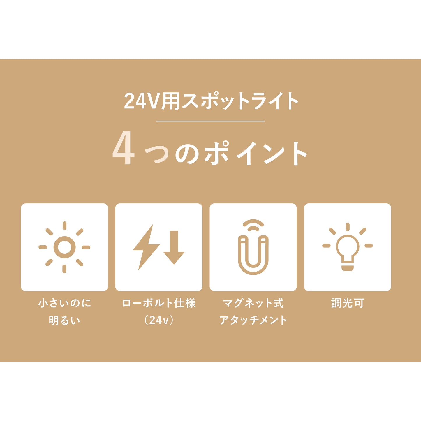 24V用スポットライト  (Lサイズ) ミディアム配光 GSP003D白 黒