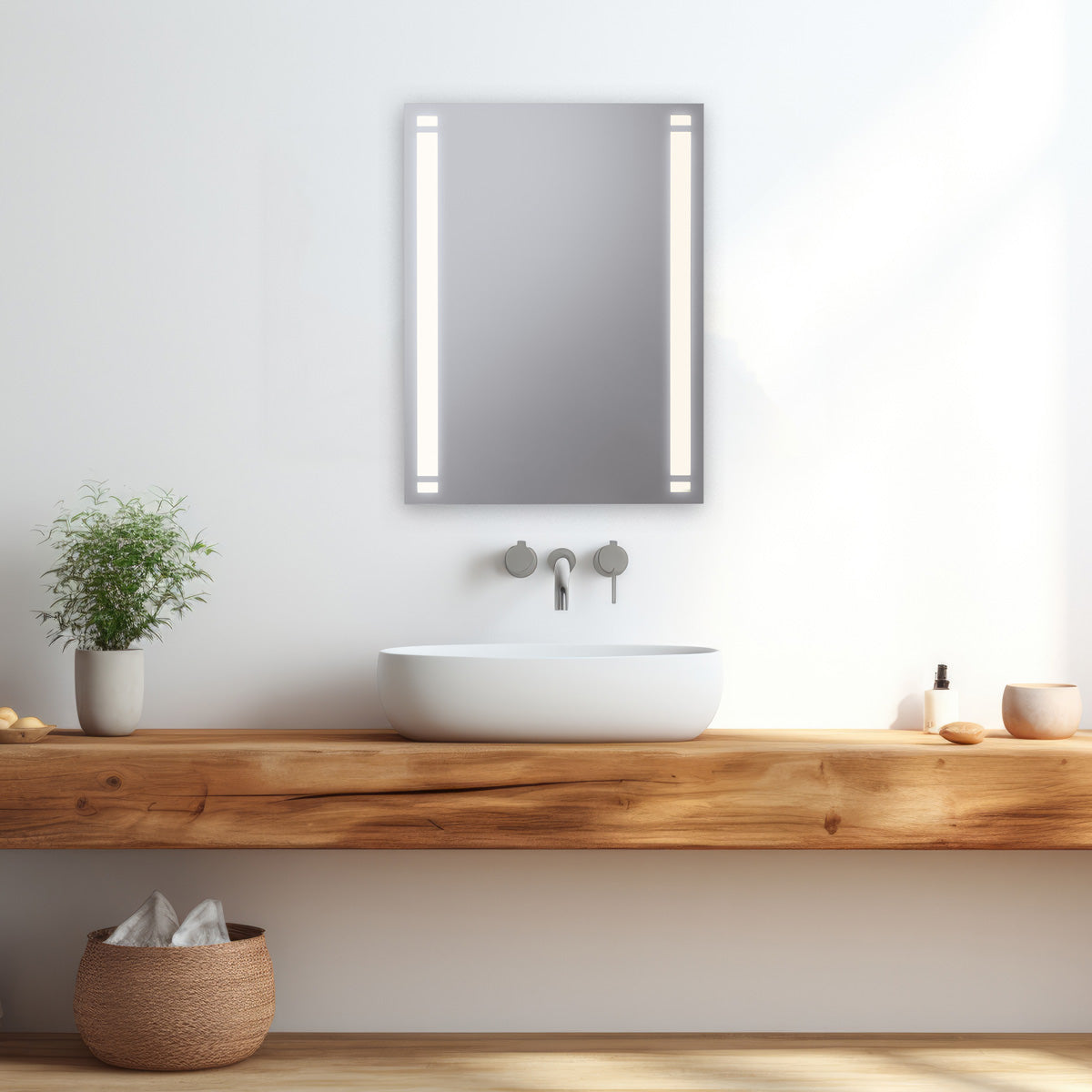 【MBK010-Wは受注生産】ミラーライト 450×600ミリ 下面近接スイッチ 電球色 白色 MBK010 MBK011【梱包140サイズ】
