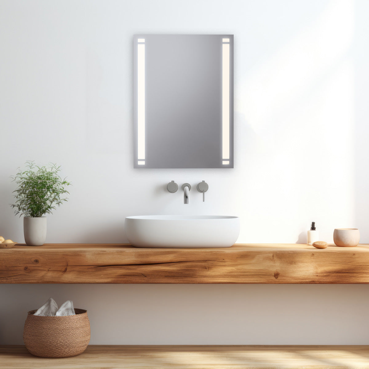 【MBK010-Wは受注生産】ミラーライト 450×600ミリ 下面近接スイッチ 電球色 白色 MBK010 MBK011【梱包140サイズ】