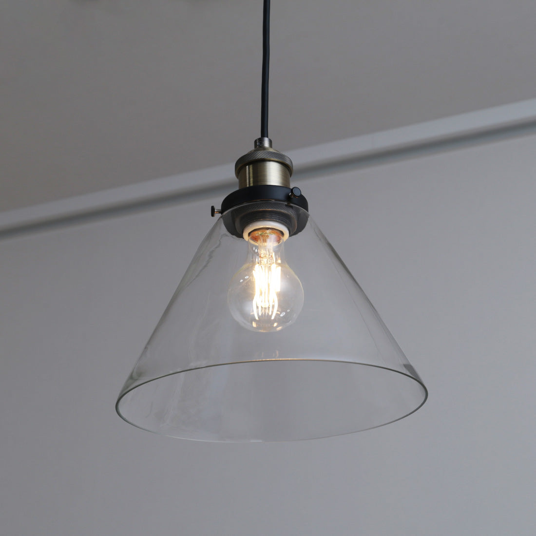 ビンテージテイスト クリアガラス LED一般クリア電球 真鍮ソケット ペンダントライト 幅φ23cm GPN011 引掛シーリング【梱包100サイズ】【ペンダントライト】