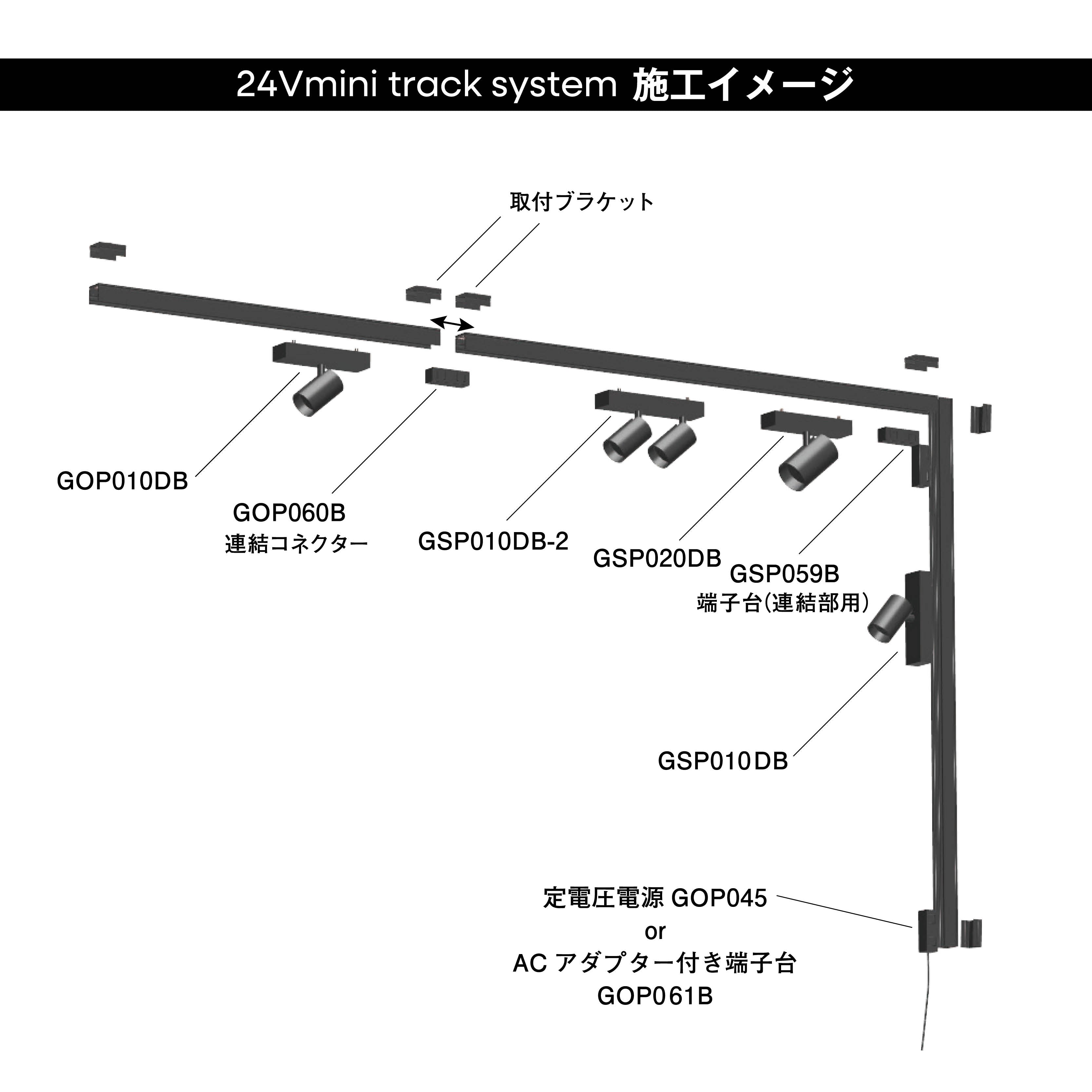 24V mini track system用スポットライト (Sサイズ) 25度配光 GSP010