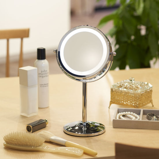 コードレスでライト付き鏡 LEDミラースタンド(屋内用・非防水）GST007【梱包80サイズ】