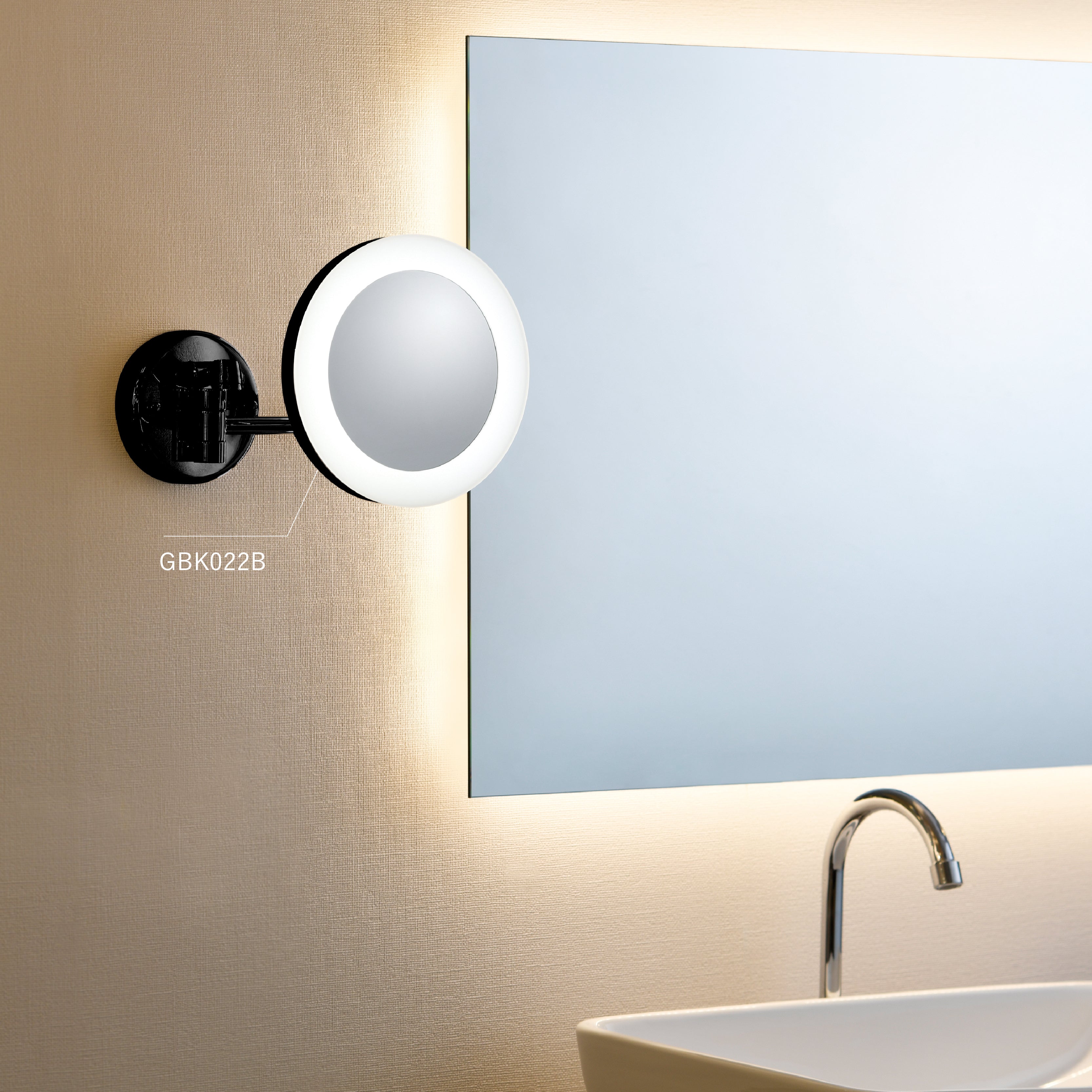 LED拡大鏡（拡大倍率3倍）丸形 GBK022-W クロームメッキ GBK022-B 黒