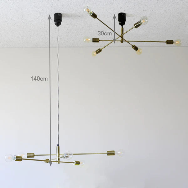 
                      
                        【アウトレット 傷あり 箱不良 限定1台】アシメントリー 真鍮メッキ６灯ペンダントライト GCH002-6 引掛シーリング
                      
                    