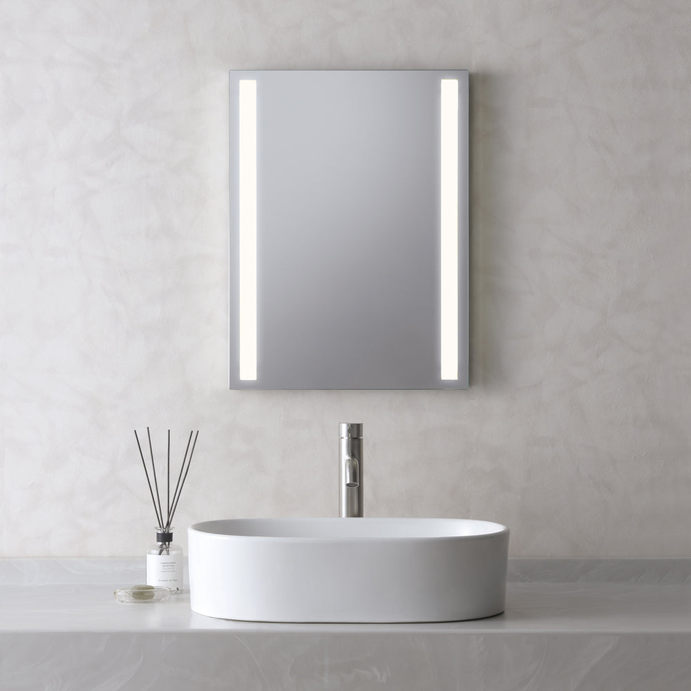 【7月末入荷予定】［曇り止めヒーター付き］ライト付き鏡  側面スイッチ 450×600ミリ MBK011RN2-L 電球色 MBK011RN2-W 白色