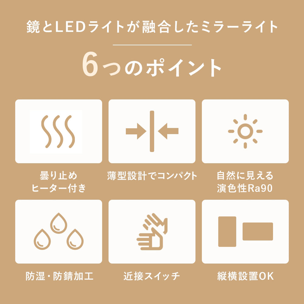 
                      
                        ［防湿タイプ・曇り止めヒーター付き］ミラーライト 鏡面スイッチ 電球色 白色 MBK011-WP MBK013-WP【梱包140サイズ】
                      
                    