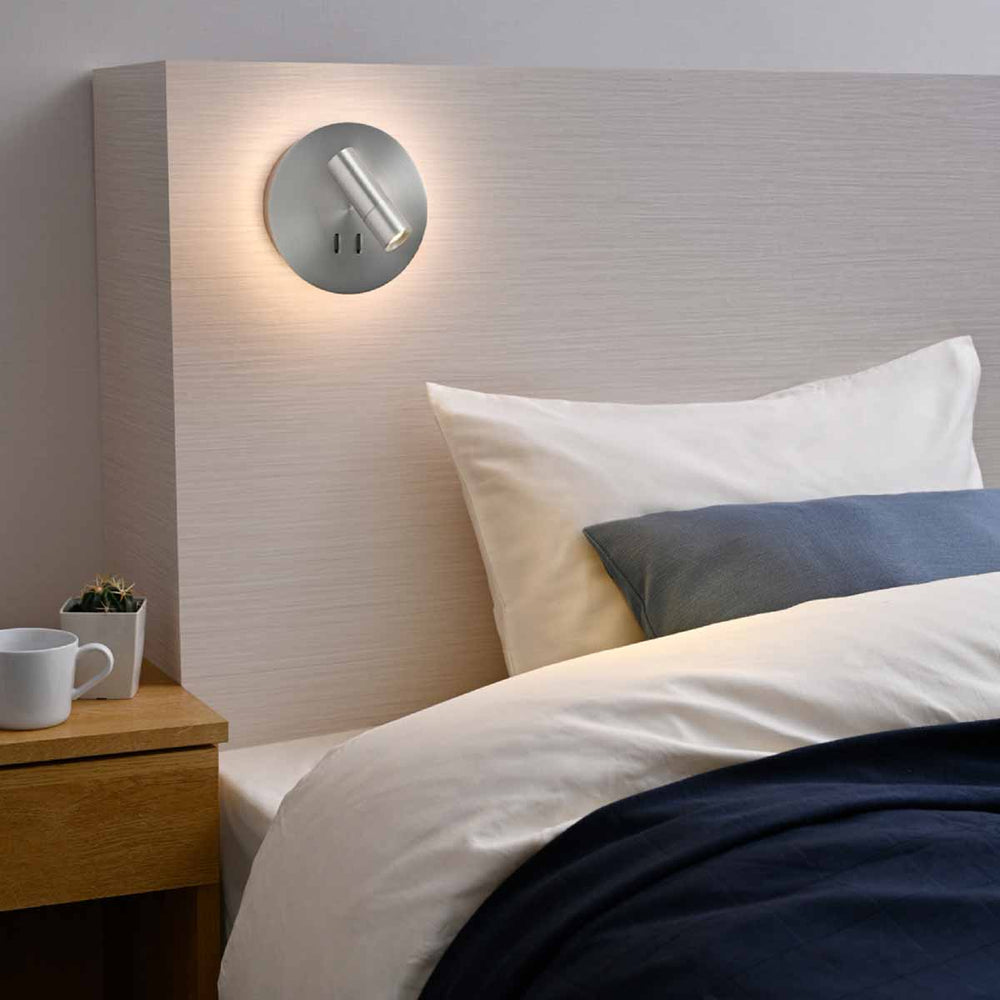 
                      
                        間接光＆スポットタイプ 読書灯 ベッド ヘッドボード 寝室照明 ホテル照明 リーディングライト丸型 MBK024 【梱包60サイズ】
                      
                    